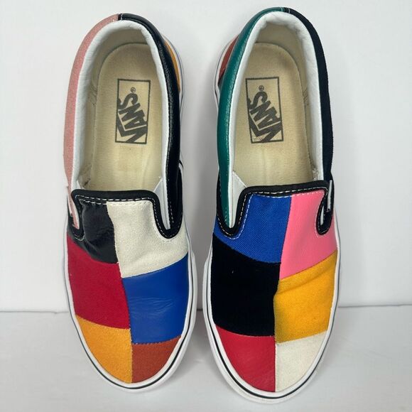 VANS Classic Patchwork Leather & Canvas Slip-On Textile Sneakers | Size 8 - Picture 5 of 10